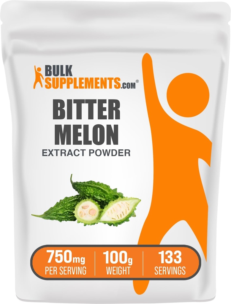BulkSupcomplements.com Bitter Meloen Extract Poeder - Bitter Meloen Supplement, Bitter Gourd Extract - Kruidensupplement, Glutenvrij, 750mg per portie, 100g (3,5 oz) (Pack of 1)