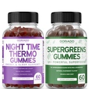 La nuit Fat Burner Gummies (60 comte) - Perte de poids et métabolisme Supplément de mélatonine sans sucre et Supergreens Gummies (60 comte) - Suppléments verts Immunity Support - Non OGM & USA Made