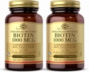 Solgar Biotin 1000 mcg, 250 capsules végétales (paquet de 2) - Soutient une peau, des ongles et des cheveux sains - Métabolisme énergétique - Potence améliorée - Non-OGM, végétalien, sans gluten, sans produits laitiers, sans casher - 500 portions