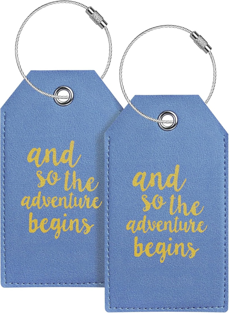 Bagage Tag & Initial Bagage Tags voor koffers lederen tas Tags voor rugzakken Handtas School Instrument met Naam ID Label Travel Essentials, Unieke Fun Blue Gepersonaliseerde Bagage Tags 2 Pack