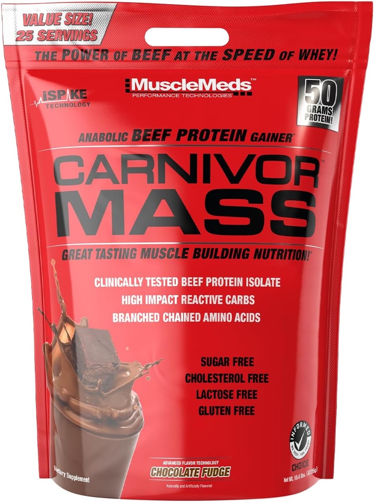 Chocolat Fudge Carnivor Mass 10lb par MuscleMeds