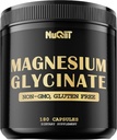 Magnesium Glycinate met 18% Elemental Magnesium Compound Supplement - 180 Capsules - Krachtige voordelen voor ondersteuning bot gezondheid, spiergroei, comfortabele Mood & Heart Health