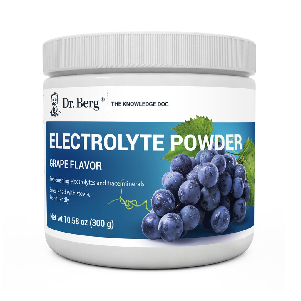 Dr. Berg Zero Sugar Hydration Keto Electrolyte Powder - Enhanced w/ 1000 mg Kalium & Real Pink Himalaya Salt (NOT Tafelzout) - Grape Flavor Hydration Drink Mix Supplement - 50 porties
