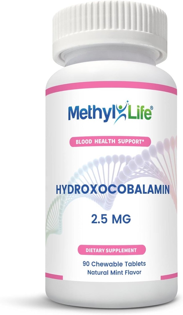 Methyl-Life® Hydroxy B12 Sublinguaal tablets Voorzichtig, vitamine B12 supplement voor dagelijkse energie en Cellular Support Vegan, Non-GMO, Gluten & Top 14 Allergenen Gratis 90 Kauwtabletten