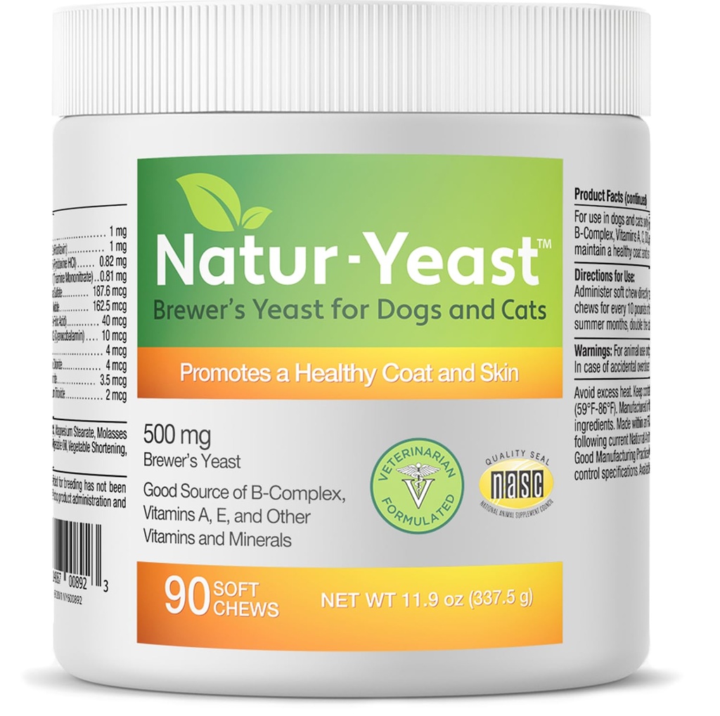 Groene Huisdieren Organics Natur-Yeast Brewer's Gist voor honden en katten - Ondersteunt immuunsysteem & spijsvertering, bevordert gezonde huid & A Glossy Coat, 90 Zachte Kauwen