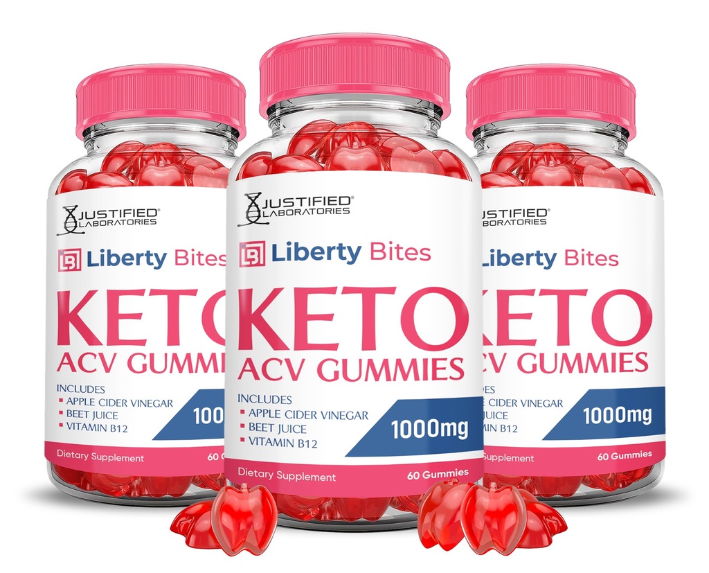 (3 Pack) Liberty Bites Keto ACV Gummies Formule avancée 1000MG Libertybites Keto Gummies vinaigre de cidre de pomme formulé avec jus de betterave de grenade poudre B12 Vegan Non OGM 180 Gummys
