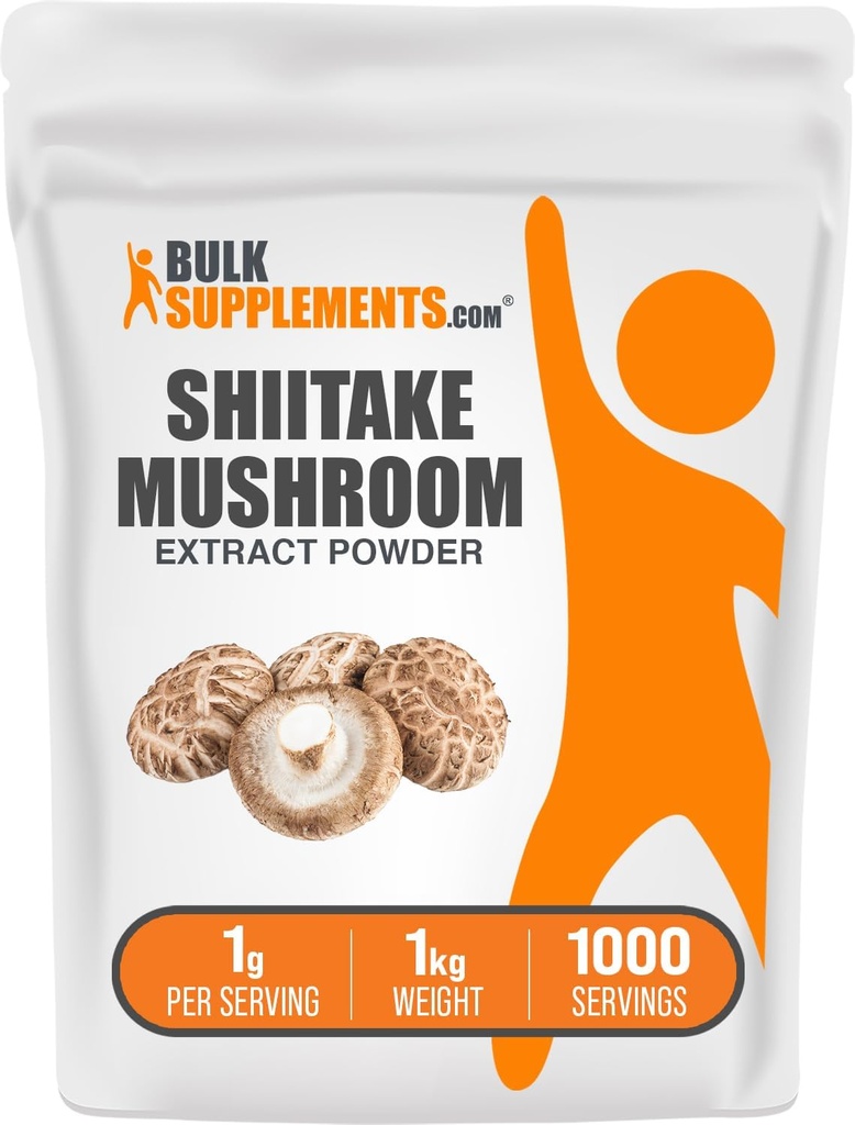 BulkSupplements.com Shiitake Mushroom Extract Powder - Shiitake Mushroom Powder Supplement, Immune Support - Vegan & Glutenvrij, 1g per portie, 1kg (2,2 lbs) (verpakking van 1)