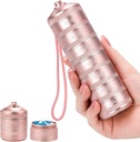 Metal Pill Organizer 7 Dag - Waterdichte Weekly Travel Pill Box Daily Pill Case met 7 Compartments, Pill Container voor Vitamine Geneeskunde Supplementen Visolie, Roze