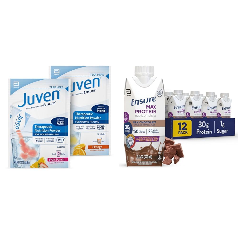 Juven Therapeutische Voeding Drinkmix Poeder voor Wond Healing Ondersteuning, Inclusief Collageen Proteïne en Zorg voor Max Proteine Melk Chocolade Voeding Shake, 30g Proteïne, 1g Suiker, 4g Comfort Fiber Blend