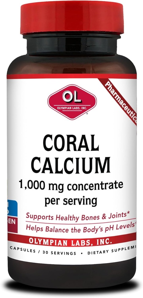 Olympian Labs Coral Calcium 1000mg Concentraat Capsules, ondersteuning van gezonde botten en pH-balans - 90 capsules