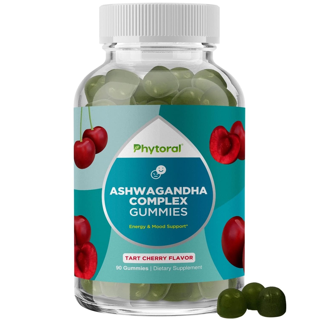 Gummies ashwagandha calmantes pour les hommes et les femmes - 750mg Équivalent de 30:1 extrait de racine avec zinc et vitamine D - Gummes anti-stress adaptogènes savoureux pour les adultes pour l'énergie et le soutien de l'humeur (90 portions)