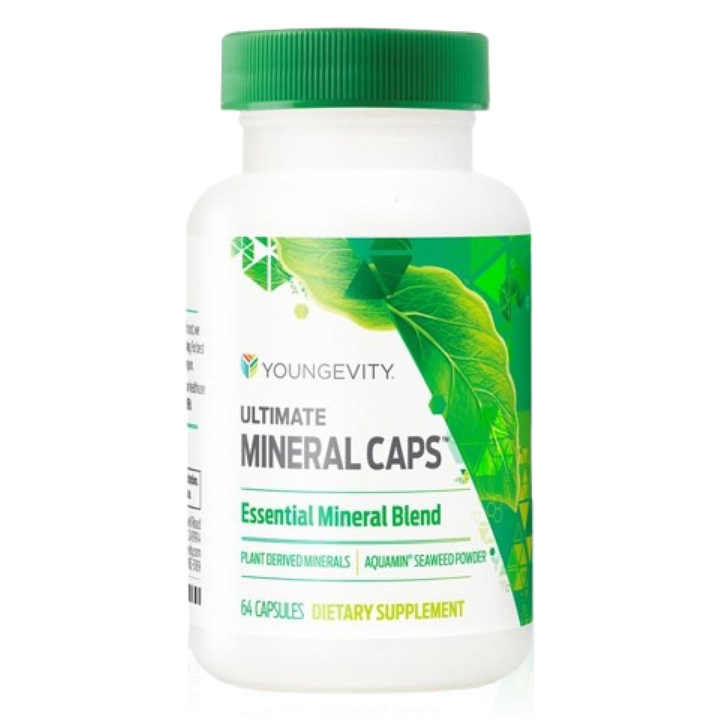 Youngevity Ultimate Mineral CapsTM - 70+ Essential Full Spectrum Trace Minerals - Nutriënt-Dense, afgeleid van Humic & Aquamin Seaweed (64 Capsule) (Pack of 4)