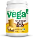 Vega Nut Butter Shake, Peanut Butter & Banana - Vegan Protein Poeder, 20g Proteïne, Real Food Ingredients, No Added Sugar, 1,39 lbs