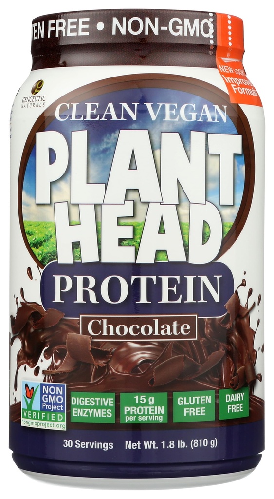 Genceutic Naturals Plant hoofd eiwit dieetsupplement, chocolade, 1,8 pond