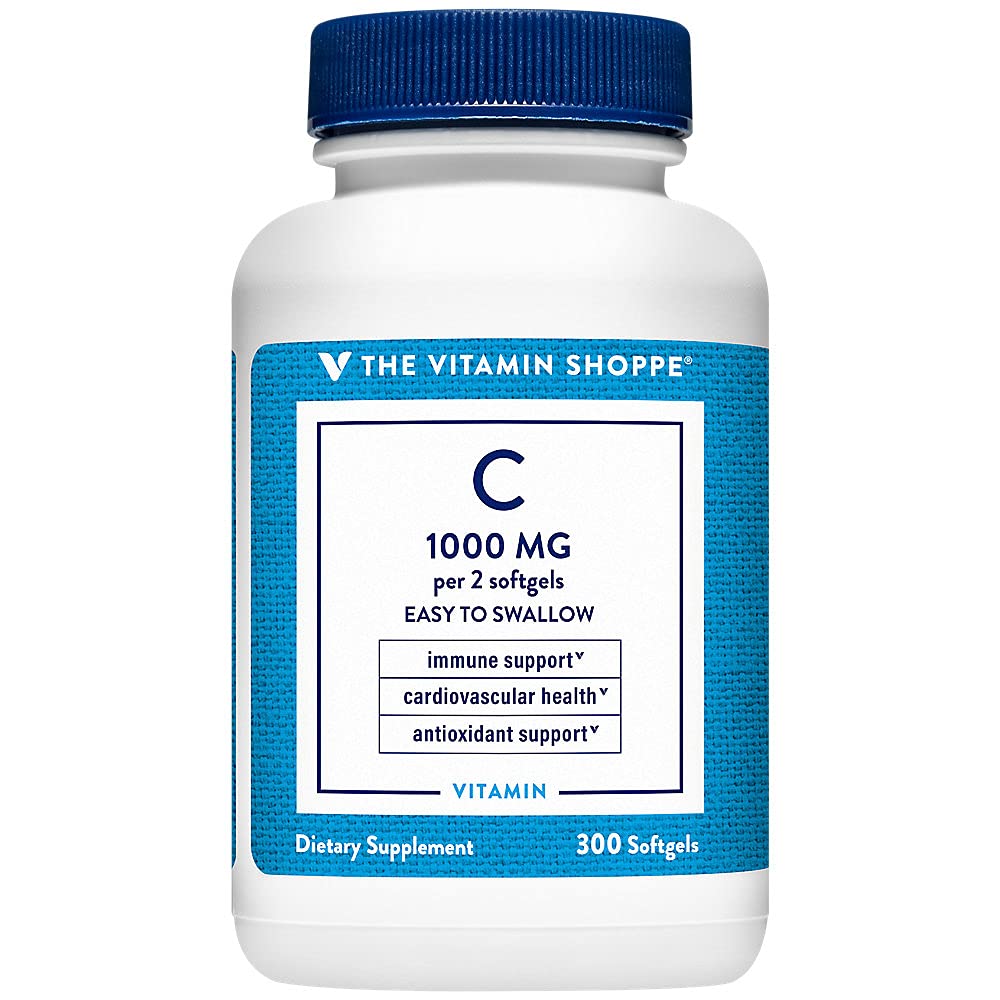 De Vitamine Shoppe Vitamine C 1000MG, Eenvoudig doorslikken, Antioxidant dat Immune en Cardiovasculaire Gezondheid ondersteunt (300 Softgels)