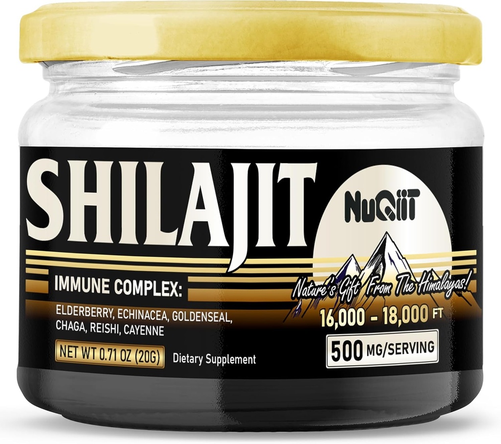 20 Gr - Shilajit Resinand Immune Support Blend Vlierbes, Echinacea, Goldenseal, Chaga, Reishi en Cayenne