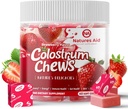 Colostrum Kauwen Supplement met probiotica voor Gut Health, Bloating, Immune Support, Huid, Haargroei en Schoonheid - Aardbei Smaak (60 Serves)