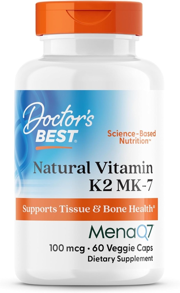 Best natuurlijke vitamine K2 MK7 supplement voor mannen en vrouwen - Bone Health Support, 100 mcg vitamine K-2 MK-7 capsules met MenaQ7, Calcium Support, Non GMO, Vegan - 60 Veg Caps