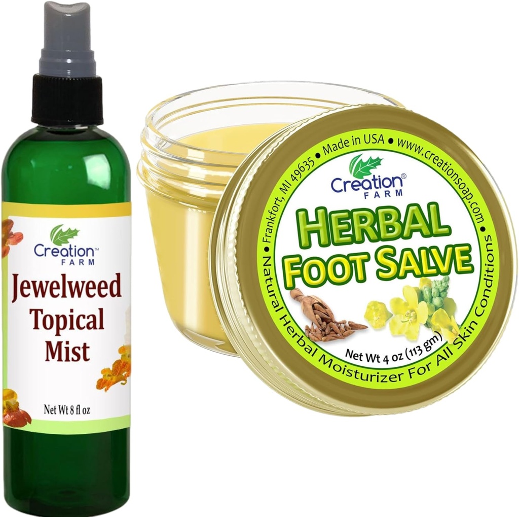 Juweelweed Topische Mist 8 Oz en Herbal Foot Salve 4 Oz - Oplossingen voor jeuk om het gemakkelijker te maken om te genieten van de dagelijkse