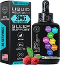 Liquid Melatonine voor volwassenen en kinderen - 3mg Extra sterkte Sublingual Liquid Melatonine voor kinderen en volwassenen - Slaap snelle liposomale druppels - Natuurlijke Raspberry Flavor Slaaphulp - 60ml