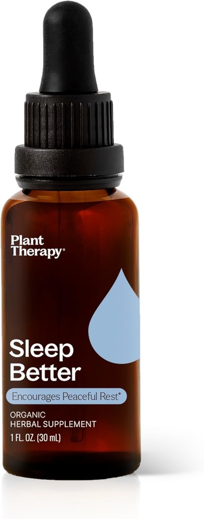 Plant Therapie Biologische Slaap Betere Tinctuur 30 ml (1 oz) Ondersteunt Ontspanning & Slapen, helpt kalmeren een drukke geest, met kamille, Citroen Balsem & Valeriaan Extracten