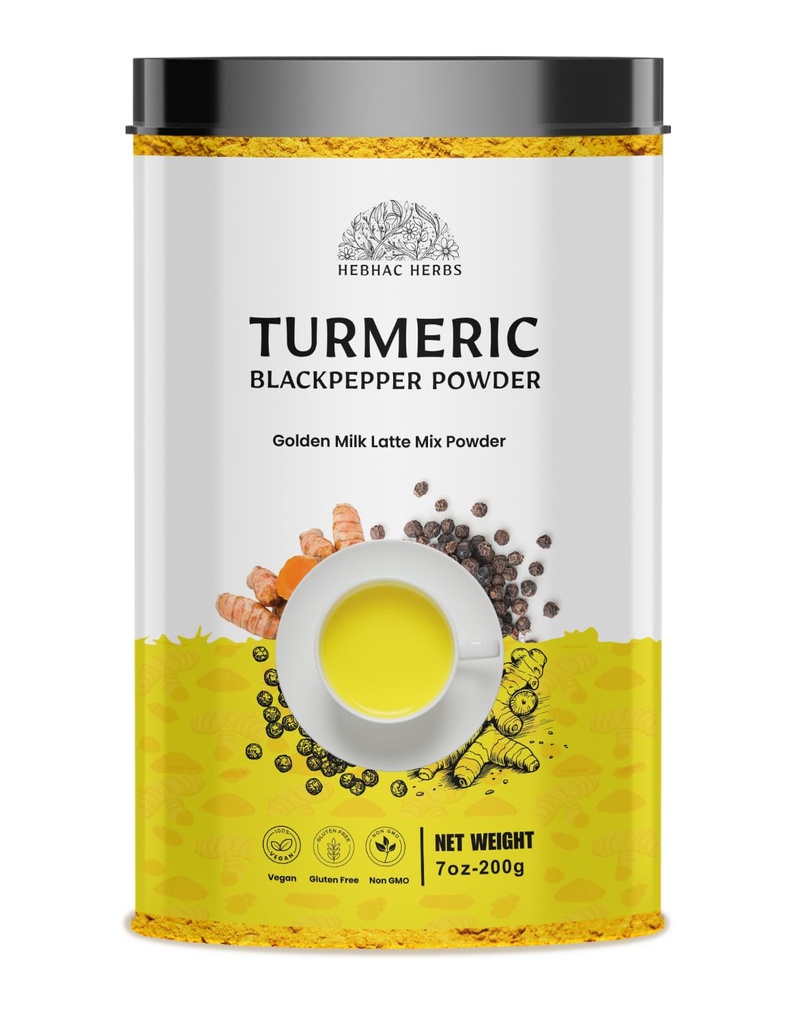 Kurkuma Curcumin Powder with Black Pepper - Kurkuma Latte Mix with Turmeric Curcumin, Black Pepper - Golden Milk Instant Drink Mix Powder