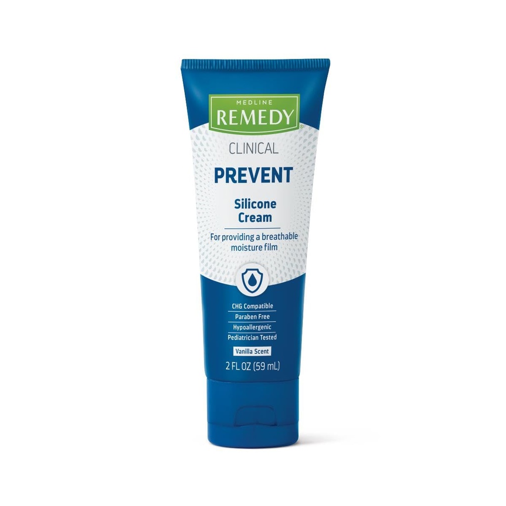Crème de silicone clinique Medline Remedy (2 oz de tube), parfum de vanille, film respirant, apaisant, hydratant, nourrissant, soin de la peau hydratante, pour peau craquée, chabotée, sensible