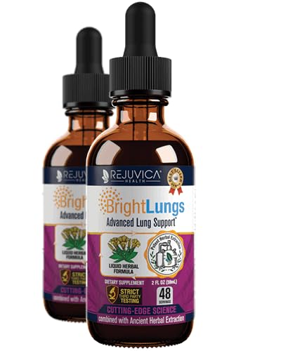 Bright Lungs - Supplément de soutien au désintoxication pulmonaire pour aider à maintenir la santé pulmonaire et respiratoire globale - Grindelia, Lobelia, réglisse, cerise sauvage et plus!