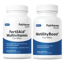 FertilAid voor mannen en MotilityBoost Combo, prenatale vitamines en mannelijke vruchtbaarheid supplement ter ondersteuning van tellen en motiliteit met L-Carnitine, CoQ10, zink en meer, 150 capsules, 1 maand levering