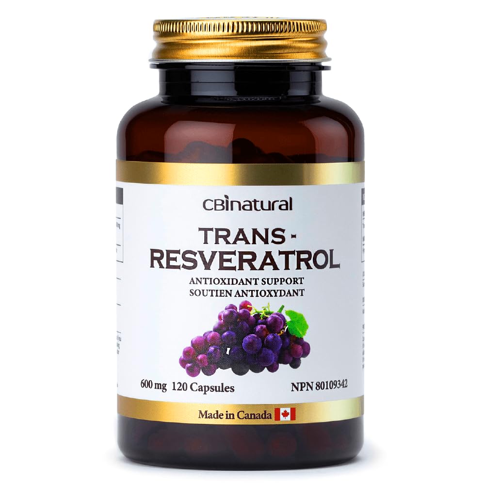 Trans-Resveratrol 600mg, Hoge Potency Antioxidant, Ondersteunt Cellular Health & Healthy Aging, 120 Vegan Capsules, 4-maand levering, Non-GMO, Glutenvrij
