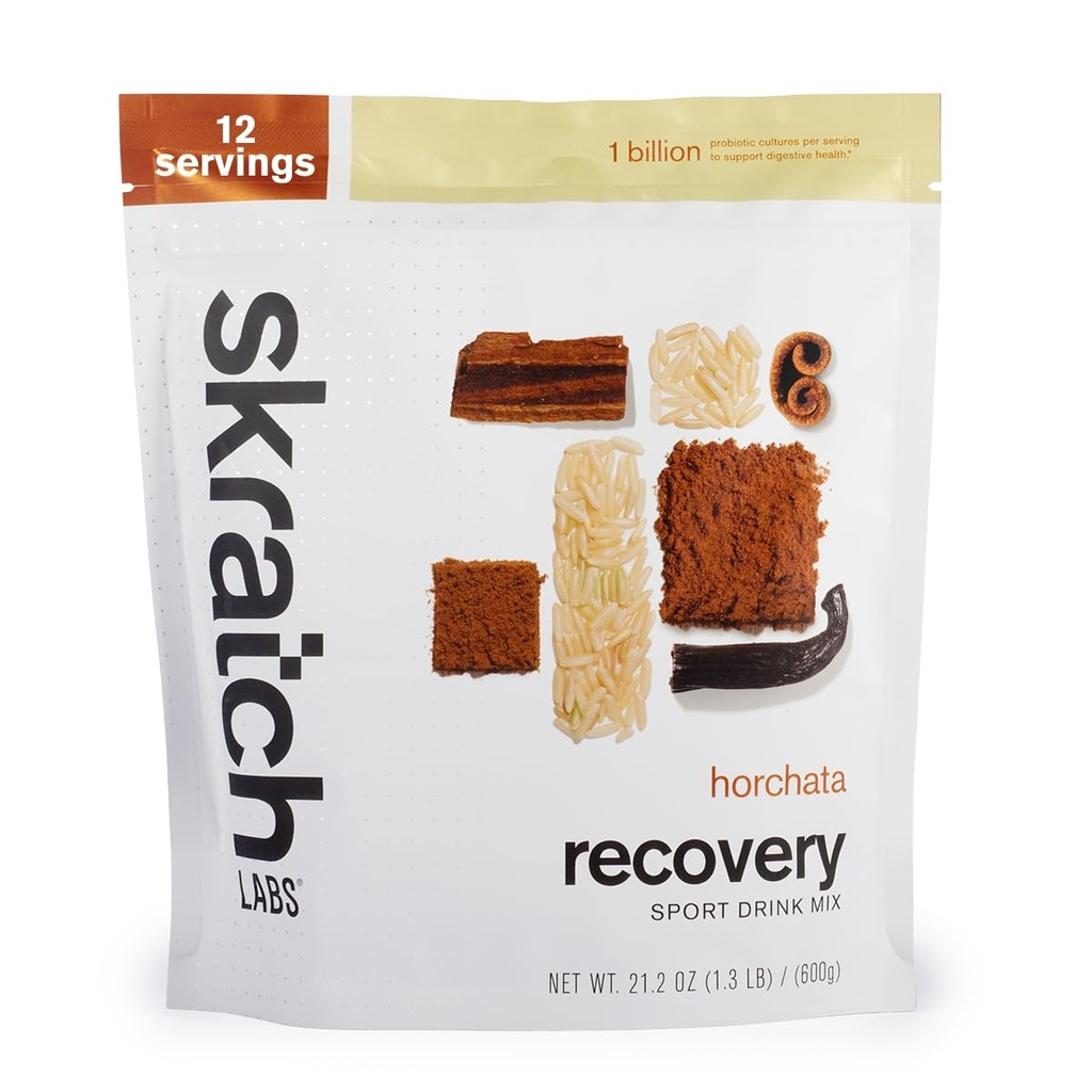 Skratch Labs Post Workout Recovery Drink Mix met Horchata, (21,2 oz, 12 porties) met volledig melkeiwit van Caseïne en Wei en Probiotica, Glutenvrij, Kosjer, Vegetarisch