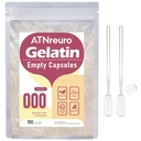 Taille 000 Capsules de gélatine vides avec 2 Micro Spoons - 100 Compte Capsule vide - Capsules de pilules vides pour suppléments de poudre