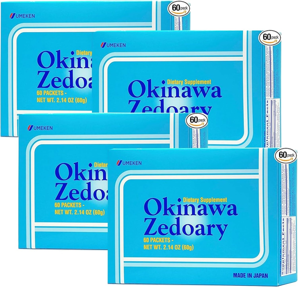 Umeken Okinawa Zedoary Purple en White Turmeric met gefermenteerde kool Extract, Gut Health Supplementen voor vrouwen en mannen, Zedoary Root, Kurkuma Supplement, 60 Graaf, Pack van 4