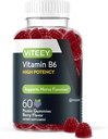 Vitamin B6 Gummies - Energy, Nerve & Mood Support - B6 Vitamines 100mg - Veganistisch, Glutenvrij, GGO-vrij - 60 Tel.