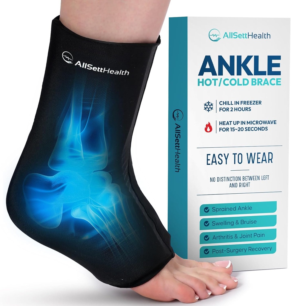 Enkel Ice Pack Wrap for Swelling - Hot/Cold Therapy Ice Wrap for Foot Pain Relief, Heel Pain Relief, Plantar Fasciitis, Achilles Tendonitis Relief, verstuikte enkelcompressie, Klein/Medium
