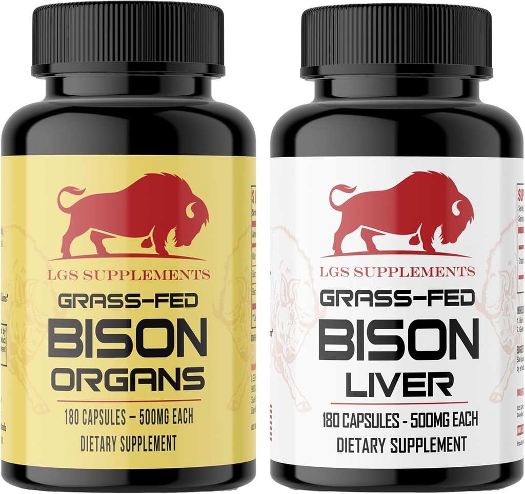 Starter Pack, Gras Fed Bison Lever Capsules, Orgaan Capsules, Non-GMO, Ondersteunt energieproductie, ontgifting, spijsvertering, immuniteit en volledige lichaamswelzijn