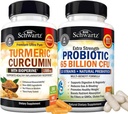 Supplément probiotique quotidien de 65 milliards de CFU (1 mois d'approvisionnement) Plus Curcumine curcumine avec extrait de poivre noir 1500mg complexe (Trial Size)