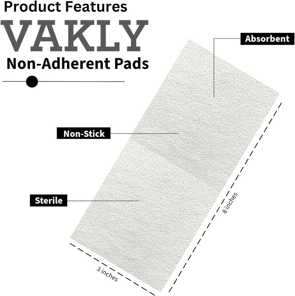 Steriele Niet-Adherent 3x8 Gauze Pads - Dikke Niet-Stick Wound Dressing 3'x8' Individually Sealed 