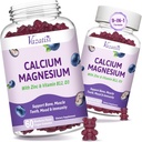 2 Pack Calcium Magnésium Zinc Gommies avec Vitamine D3 & B12, Suppléments de calcium sans sucre pour les femmes hommes, saveur de bleuet végétalien