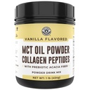 Keto MCT Oliepoeder + Collageen + Prebiotic Acacia Fiber, Vanille smaak, 16oz. MCT Oliepoeder van Kokosnoten. Gras Fed Collagen, Perfect voor Keto, 0 Net Carb, Stevia, Erytritol, Poederd Drink