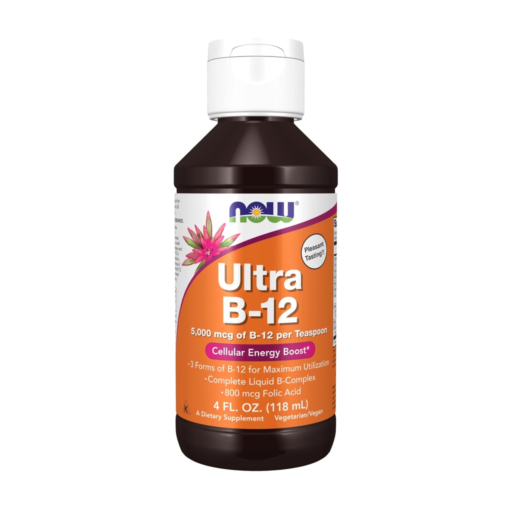 NOW Foods Supplementen, Ultra B-12, vloeibaar, 800 mcg Foliumzuur, Cellular Energy Production*, 4-Ounce