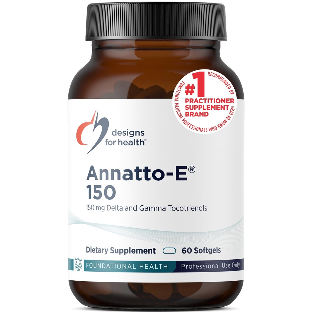 Designs for Health Annatto-E 150mg Tocotrienols - DeltaGold Vitamine E Complex Supplement with Delta + Gamma Tocotrienols - Cardiovasculaire, gezonde veroudering + Antioxidant Support - Non-GMO (60 Softgels)