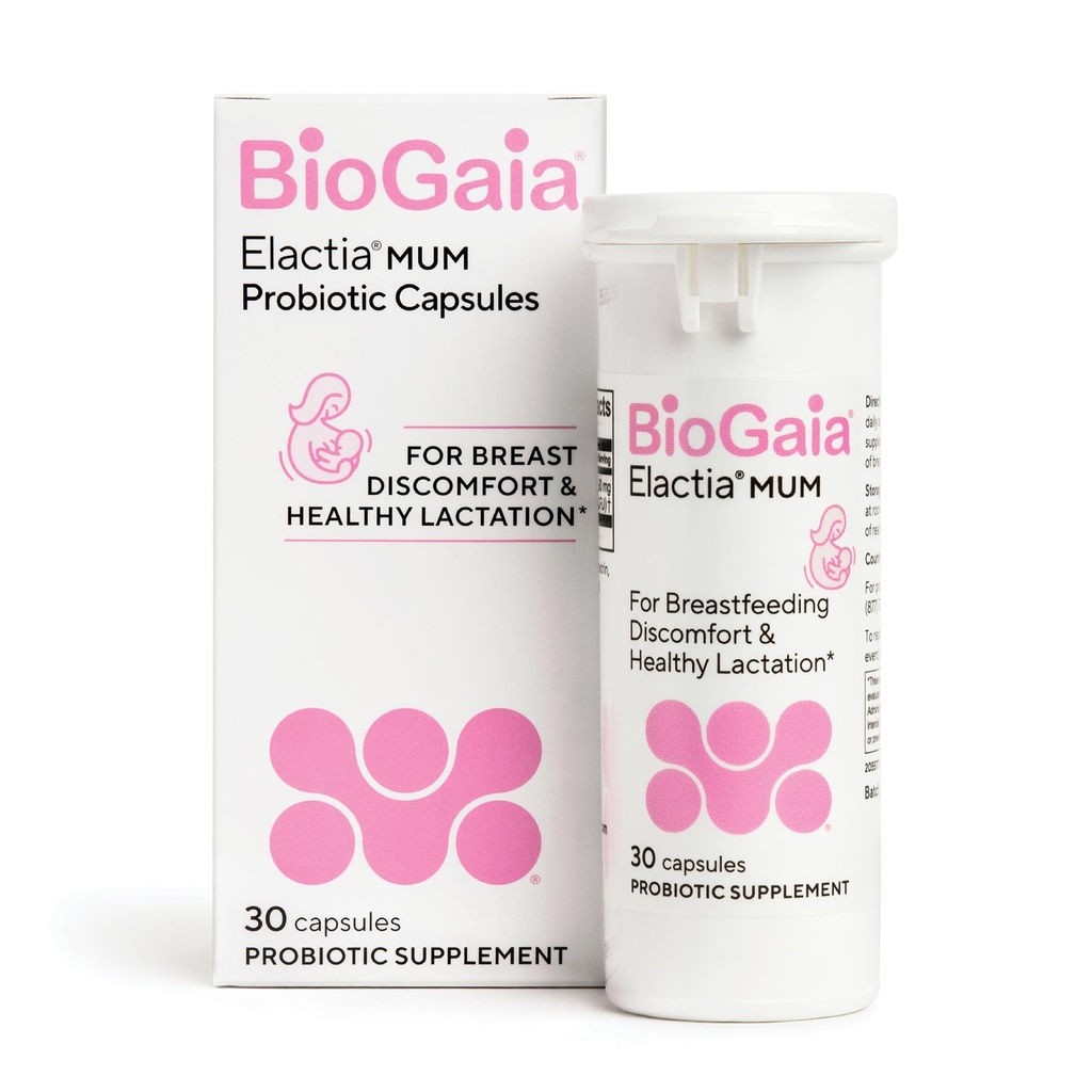 BioGaia Elactia Breastfeeding Probiotic | Lactation Supplements | Newborn Essentials and Probiotics for Both Mom & Baby | Daily Supplement for Healthy Lactation | 30 Count | Breastfeed Happy