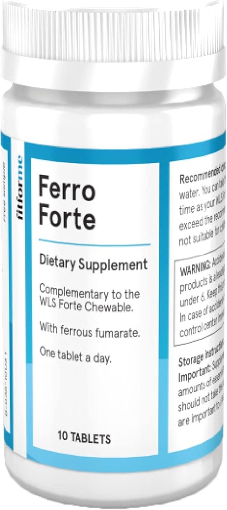 FitForMe Bariatrische Multivitaminen IJzer Supplement na Gastric Bypass - One a Day Ferro Forte Tablet - 10 Days Supply of Ferrous Iron (Iron Booster for Forte Chewable)