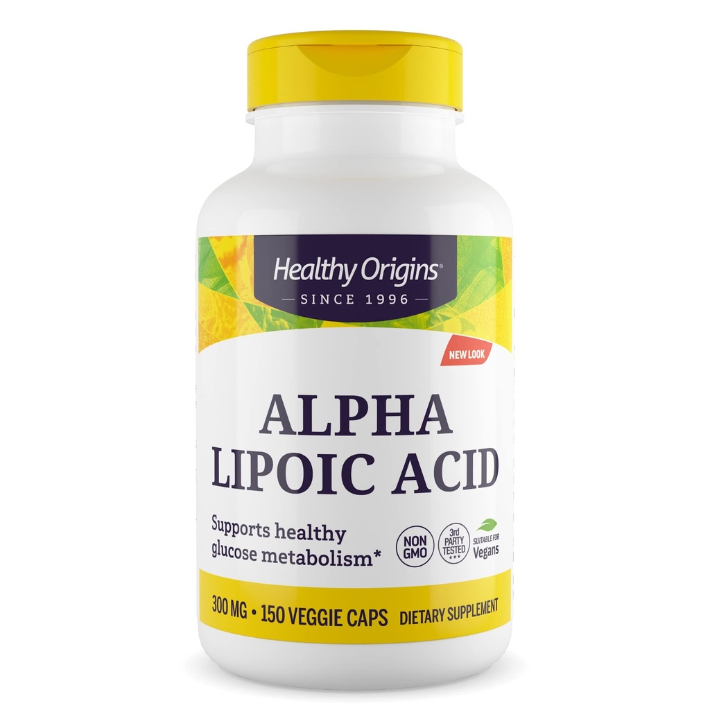 Gezonde oorsprong Alpha Lipoïnezuur, 300 mg - Alpha Lipoïnezuur Supplement - Antioxidant Ondersteuning - Glutenvrije supplement - 150 Veggie Capsules