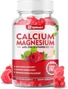 Calcium Magnesium Zink met Vitamine D3 Supplement, Suikervrije Calcium Gummies voor Vrouwen Mannen, Hoge Absorptie Zink Gummies voor Bone & Muscle & Immune Health, Vegan Raspberry Flavor - 60 Tellen