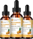 (3 pack) Glycinat de magnésium gouttes liquides, haute absorption Magnésium liquide avec bromélaine, vitamine B6 C D, supplément de magnésium pour les enfants et les adultes, soutien de nuit et musculaire, goût d'ananas