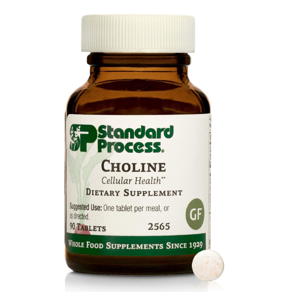 Standard Process Choline - Ondersteunt gezond vet Metabolisme, levergezondheid en zenuwstelselfunctie - Glutenvrij, niet-Dairy & Vegetarisch -180 mg, 90 tabletten