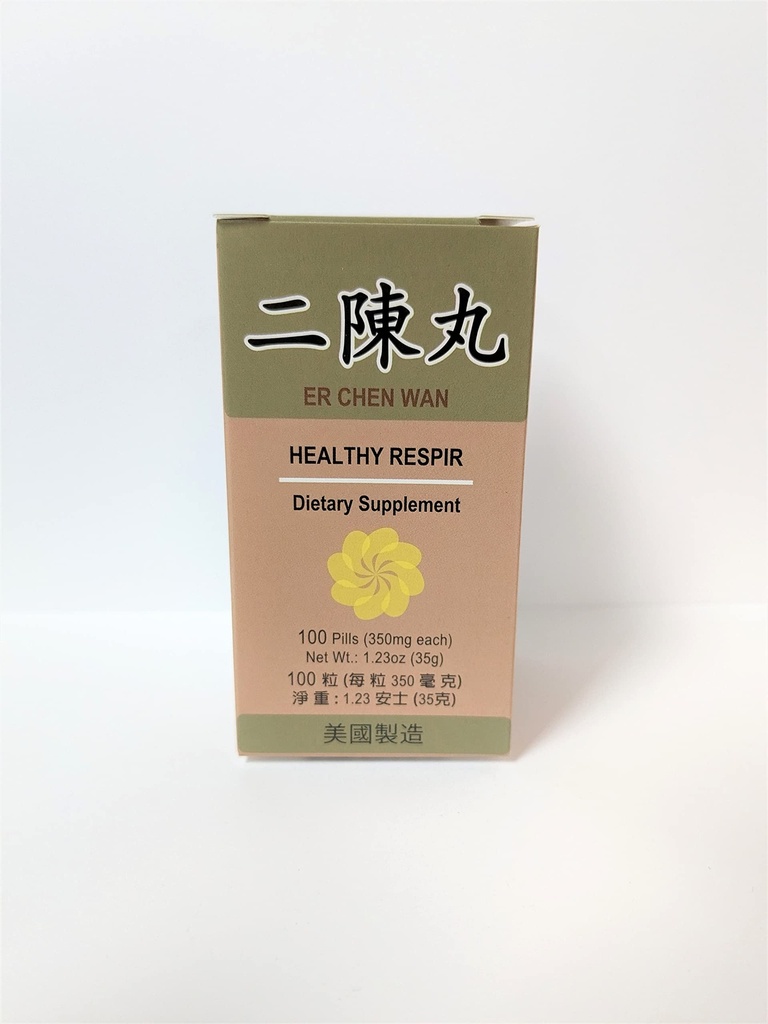 Lao Wei Gezond Respir - Er Chen Wan Herbal Supplement Helpt voor Bronchial Functie, Ademhalingsstelsel 350mg 100 Pillen Made in USA