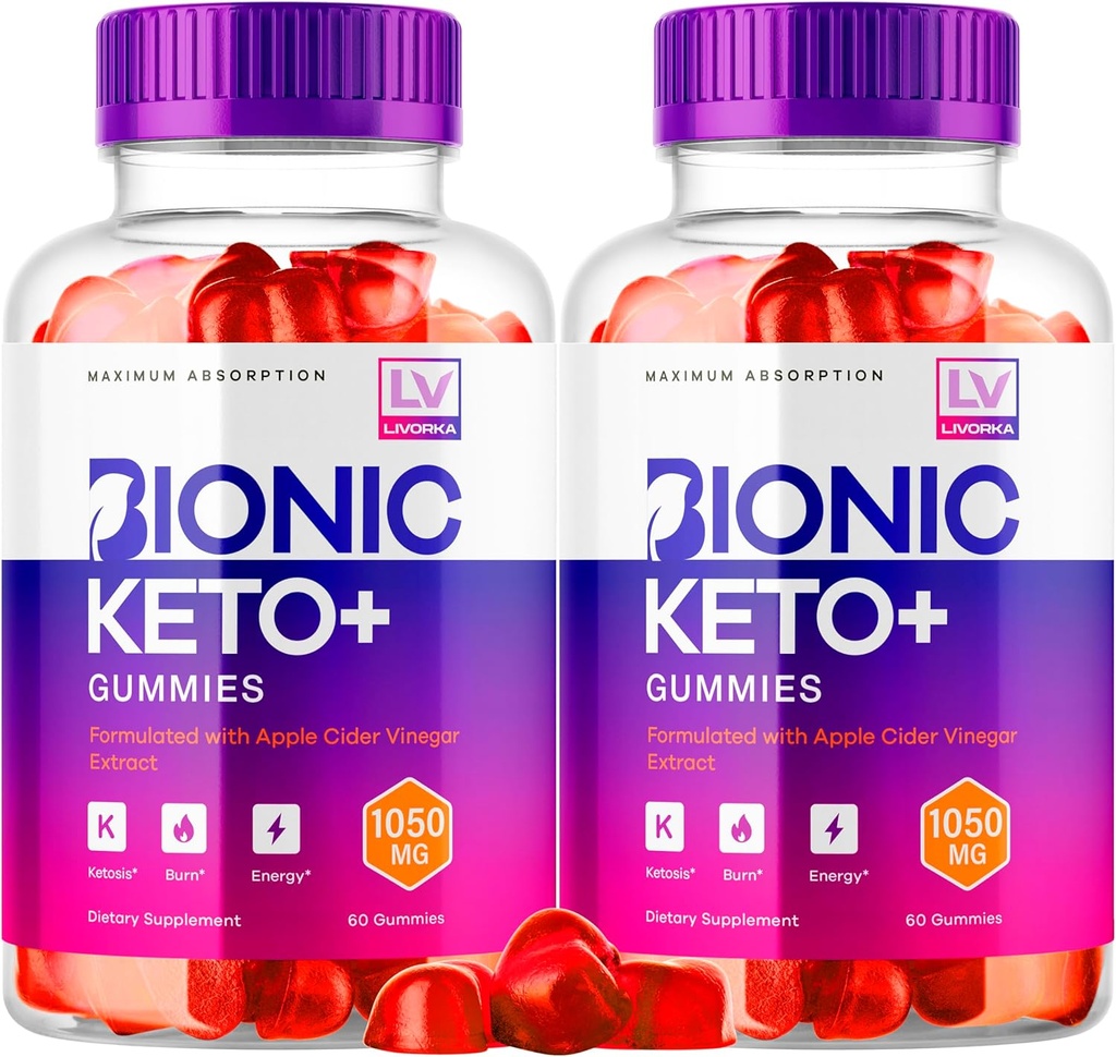 LIVORKA 2 Pack - Bionic Keto ACV Gummies, Vinic Keto Plus, Bionic Keto Plus Gummies, Keto Bionic Gummies, Bionic Keto ACV 1050MG, 60 Gummies per fles gedurende 60 dagen